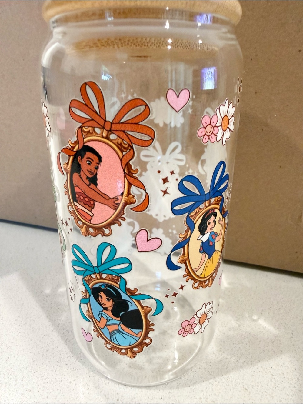 Disney princess glass cup